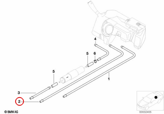 Pipe de retour de carburant OEM 1612228499 pour BMW E36 et Z3. BMW d'origine.