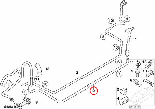 Tubo de alimentação de combustível OEM 16126756919 para MINI R50 Cooper, One 1.4i. MINI originais.