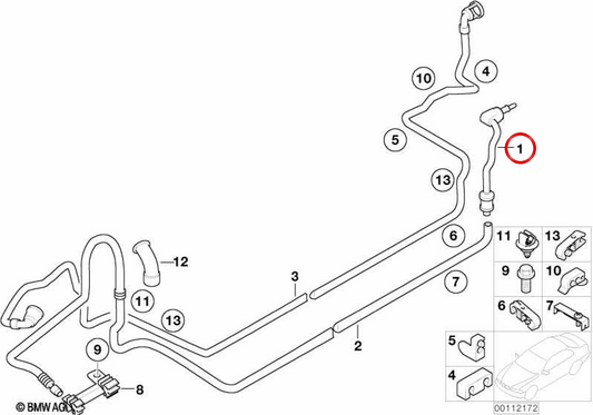 Tubo de alimentação de combustível OEM 16126756920 para MINI R50 e R53. MINI Original