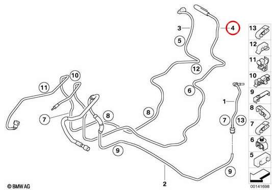 Tubo de depresión OEM 16126766133 para MINI R50, R52, R53. Original MINI.