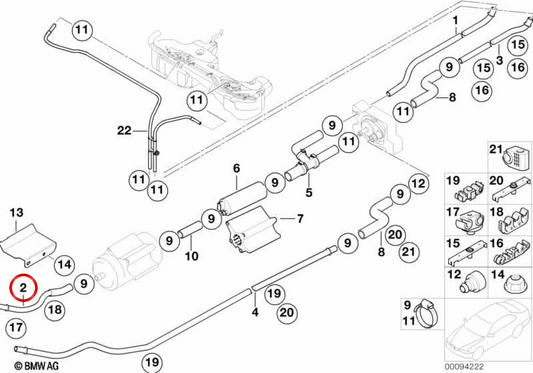 Tubería de combustible de alimentación trasera OEM 16127175994 para BMW E46. Original BMW.