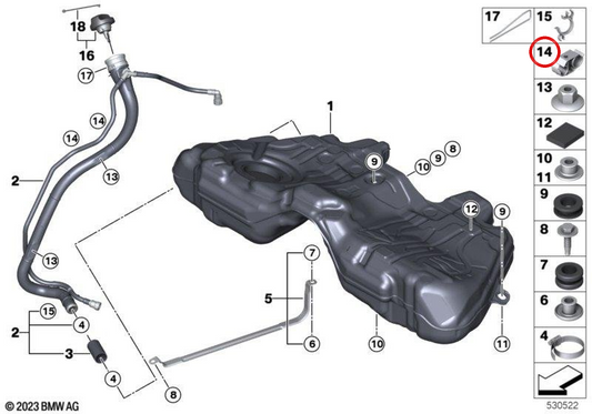 Doppelter Untersuchungsclip 1612719966 für BMW F01, F02, F04. Original BMW.
