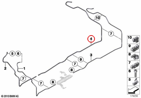 OEM 16127201510 Heck -Kraftstoffrücklaufrohr für BMW F01, F02. Original BMW.