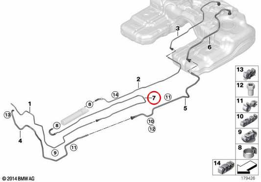 OEM -Kraftstoffeinspeisrohr 16127207421 für BMW E70, F15, E71. Original BMW.