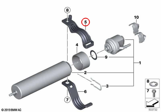 Soporte del filtro de combustible OEM 16127292267 para BMW F20, F21, F22, F30, F31, F34, F35, F32, F33, F36. Original BMW.