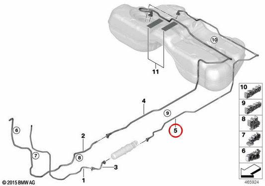 Pipe d'alimentation en carburant OEM 16127356576 pour BMW G11, G12. BMW d'origine.