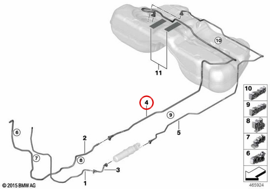 OEM Heck -Kraftstoffrücklaufrohr 16127356588 für BMW G11, G12. Original BMW.