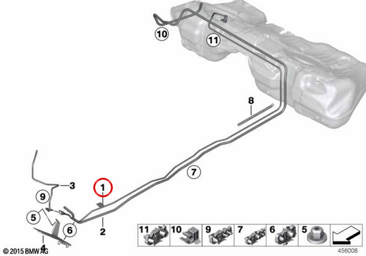 OEM Heckstoffversorgungsrohr 16127375511 für BMW F34. Original BMW.