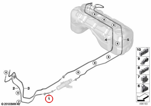 Tubería de alimentación de combustible OEM 16127427197 para BMW G01, G02. Original BMW.