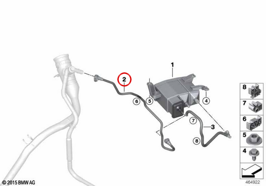 Tubo de ventilación del combustible OEM 16127483259 para BMW G11, G12. Original BMW.