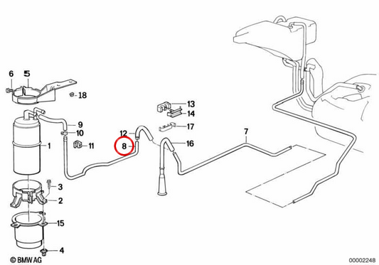 OEM -Kraftstoffbeatmung 16131181485 für BMW E34. Original BMW.