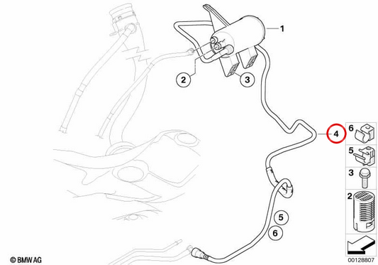 Tube de ventilation arrière OEM 16136761701 pour BMW E60, E61. BMW d'origine.