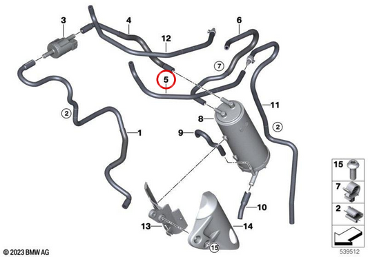 Tube flexible OEM 16137106123 pour BMW R NNET KR1 Motorcycles, KR3 (2022-2025). BMW original Motorrad.