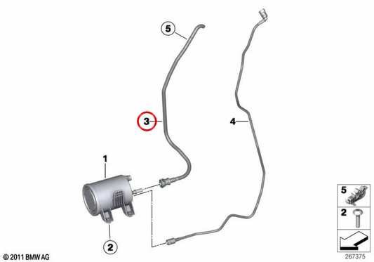Tube de ventilation de carburant OEM 16137244161 pour BMW F20, F21, F22, F23, F87. BMW d'origine.