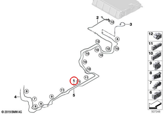 OEM 16137361572 Pipe de ventilation du réservoir de carburant pour BMW G30, G31. BMW d'origine.