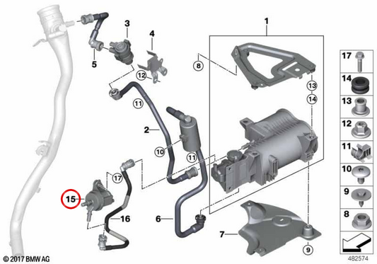 Válvula de aislamiento OEM 16137424000 para MINI Countryman F60, F60 LCI, BMW X1 F48, X2 F39. Original BMW y MINI.