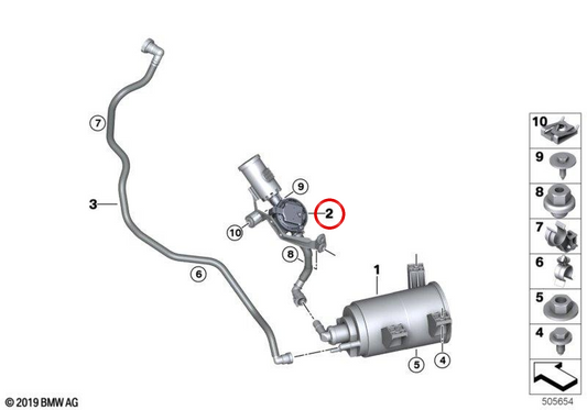 Lüftungsrohr mit Diagnosemodul OEM 16137440377 für BMW F91, F92, F93, G14, G15, G16. Original BMW.