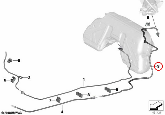 Tubo de ventilação do tanque de combustível OEM 16137456218 para BMW G29. BMW genuíno.