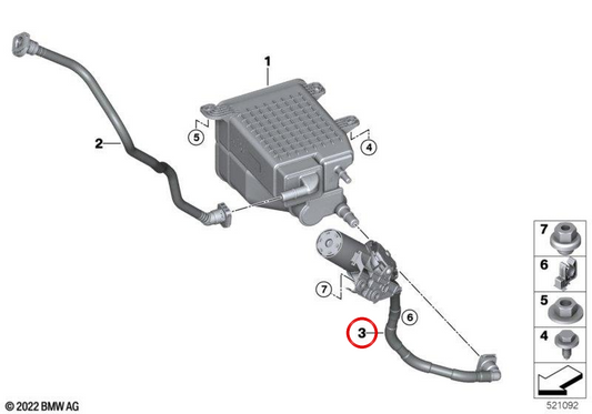 Tuyau de ventilation OEM 16137562011 pour BMW Série 7 G70, G73... et plus. Véritable BMW.