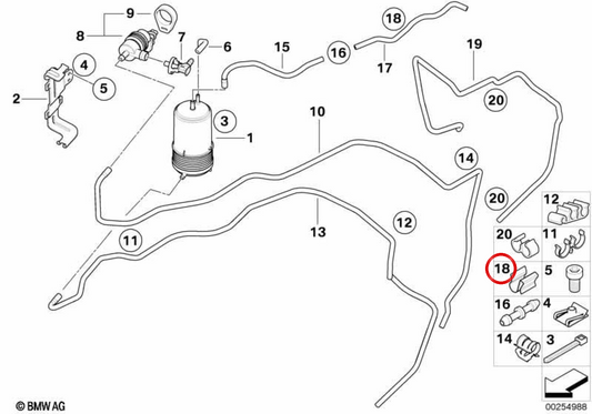 Support de conduit D=8 mm OEM 16137676993 pour motos BMW R 900 RT et R 1200 RT (K26) Original BMW Motorrad