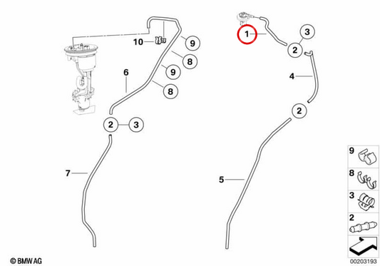 Flexible vent hose OEM 16137718337 for BMW Motorrad R 900 RT and R 1200 RT K26. Original BMW Motorrad.