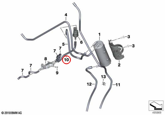 Tubería de combustible OEM 16138356918 para motos BMW S 1000 R, S 1000 RR, S 1000 XR, M 1000 RR, M 1000 R. Original BMW Motorrad.
