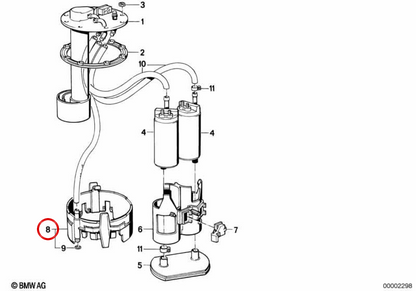 Fuel Pump Support for BMW E34, E32 (OEM 16141179119). Genuine BMW