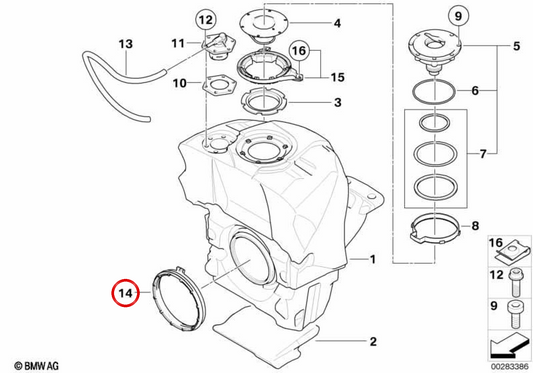 Anschlagring Kraftstoffbehälter OEM 16141182903 für BMW Motorräder F 700 GS, F 800 GS, F 800 GT, F 800 R, R 1200 GS, K 1600 GT... und mehr. Original BMW Motorrad.