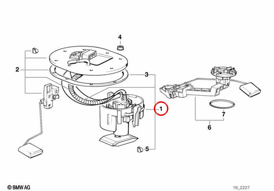 OEM -Kraftstoffpumpe 16141183361 für BMW E38. Original BMW.