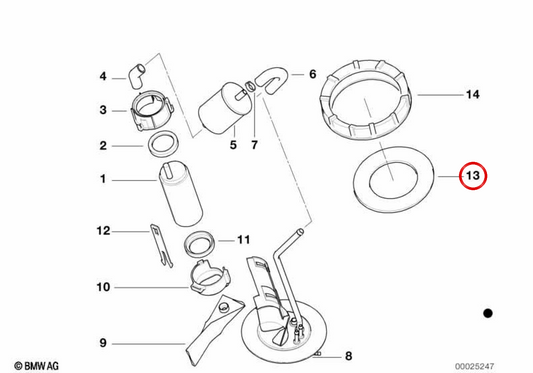 Junta de depósito de combustible Ø99 mm OEM 16142347285 para motos BMW K1200RS, K1200LT y K1200GT. Original BMW Motorrad