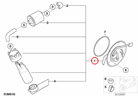Fuel pump OEM 16142350641 for BMW Motorrad R 850 R, R 1150 R, Rockster. Original BMW Motorrad.
