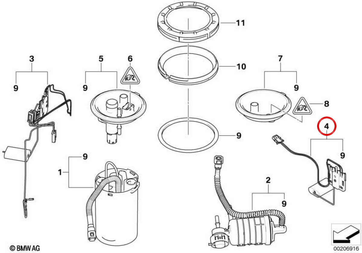 Left Fuel level sensor OEM 16146766165 for BMW E83. Original BMW.