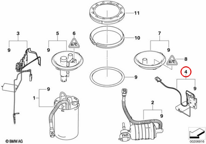 Left Fuel level sensor OEM 16146766165 for BMW E83. Original BMW.