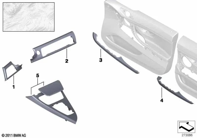 Acabamento de madeira do console central para BMW Série 6 F06, F13 (OEM 51168032882) BMW original