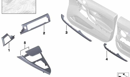 Moldura de madera salpicadero derecho OEM 51458032864 para BMW F06, F12, F13. Original BMW.