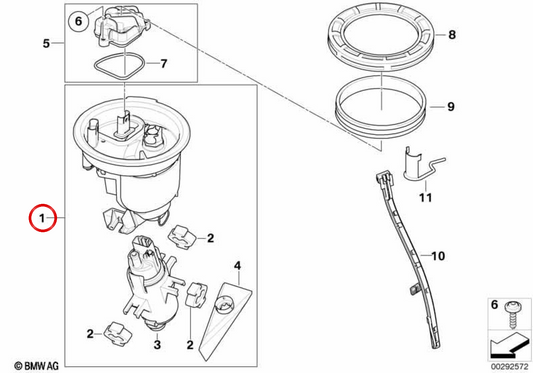 Pompa carburante OEM 16147708047 per moto BMW R1200GS (K25), R1200GS Adventure. BMW Motorrad originale.