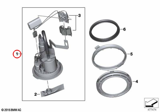 Kraftstoffpumpe mit Hebelsensor OEM 16148403985 für BMW Motorrad S 1000 XR (K49, K69), M 1000 XR (KM9). Original BMW Motorrad.