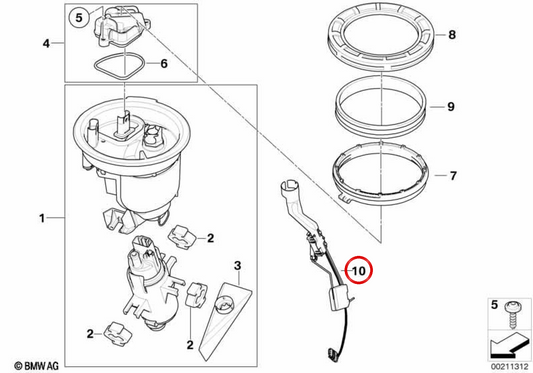 OEM-Kraftstoffspiegel-Sensor 16148554064 für BMW Motorrad R 1200 GS (RK25) 2009-2012. Originaler Ersatz BMW Motorrad.