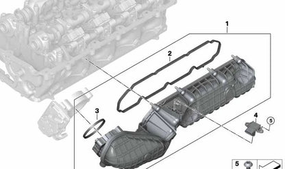 Junta de la admisión OEM 11618610666 para BMW F90, G30, G11, G12, F91, F92, F93, G14, G15, G16, G05, G06, G07. Original BMW.