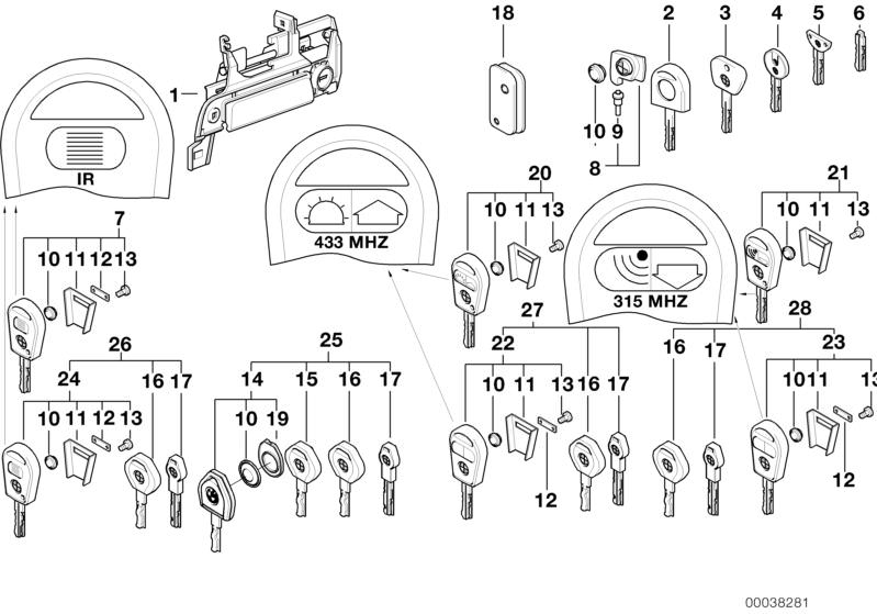 Remate de radiotelemando OEM 66128369082 para BMW E36, E46, E39, E38, E31, Z3. Original BMW.