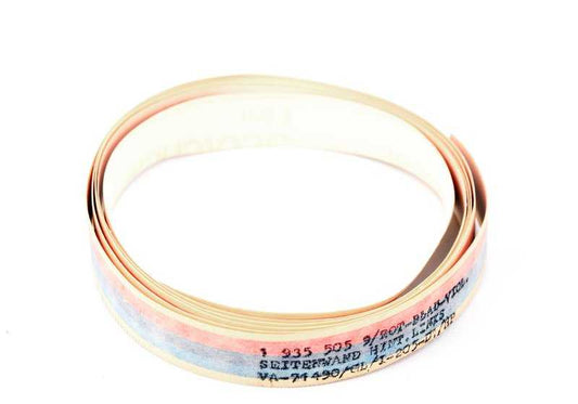 Adhesivo decorativo lateral trasero izquierdo OEM 51141935505 para BMW E24 628CSi y 630CS. Original BMW.