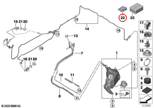 SCR -Steuermodul 16195A0DB24 für BMW F70, U06, G11, G12, U11, U10, G05, G06, G07, U25. Original BMW.