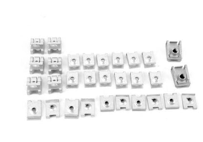 Kit de soportes para paragolpes delantero OEM 51112410275 para BMW X3 E83 (todos los modelos: 2.0d, 2.0i, 2.5i, 3.0d). Compatibles con versiones manuales y automáticas. Original BMW.