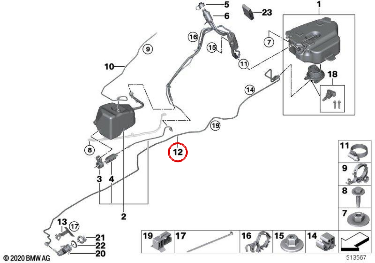 OEM PUBLE COMBUSTRO 16197377949 per BMW G32. BMW originale.