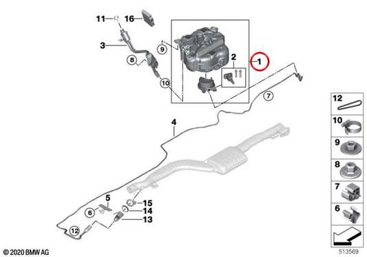 Deposito Adblue OEM 16197391919 per BMW G30, G31, G32. BMW originale.