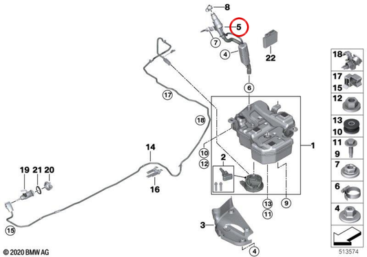 Sistema de purga SCR OEM 16197399293 para MINI Clubman F54, F54 LCI Cooper D... e mais. Original MINI.