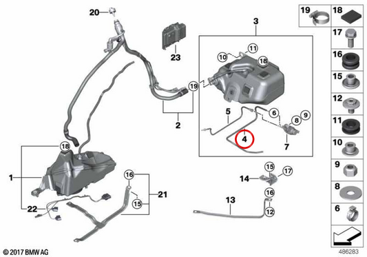 Tuyau de transfert de pompe OEM 16197399415 pour BMW F30, F31, F34, F32, F36. Véritable BMW.