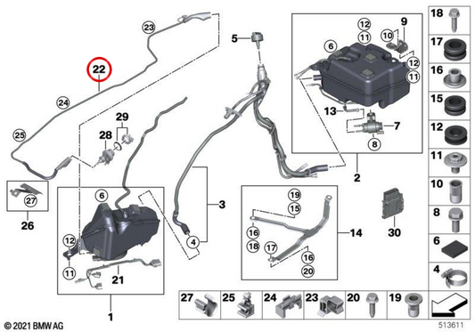 OEM PUBLE COMBUSTO 16197407244 per BMW F20, F21, F22, F23. BMW originale.