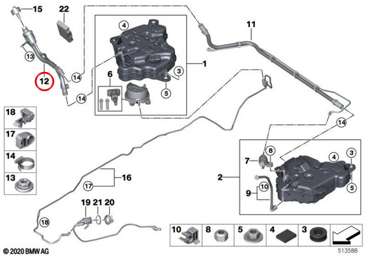 Sistema di spurgo SCR OEM 16197454343 per BMW Serie 4 G22, G23 420d, 420d xDrive, 430d, M440d xDrive… e altri. Originale BMW