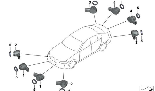 Sensor de aparcamiento ultrasónico color bronce Vermont OEM 66209826985 para BMW G20, G20N, G21, G21N, G28, G28N, G80, G81, G05, G06, G07. Original BMW.